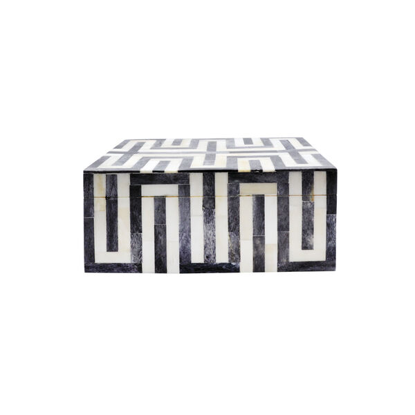 Dark Gray and White 9-Inch Geometric Decorative Box, image 1